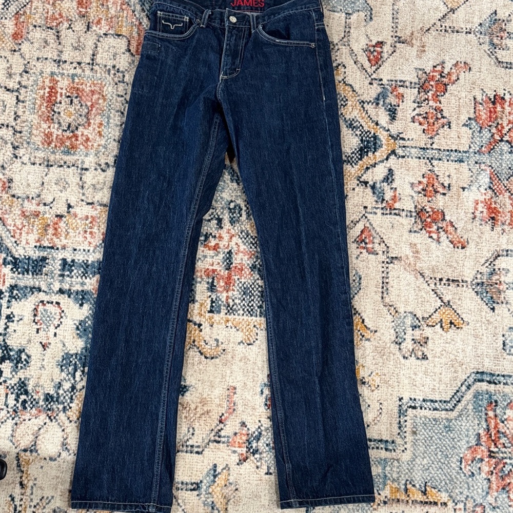 Kimes Dark Wash Straight Leg Jeans - James Pocket Detail